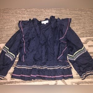 Something Navy ruffle blouse